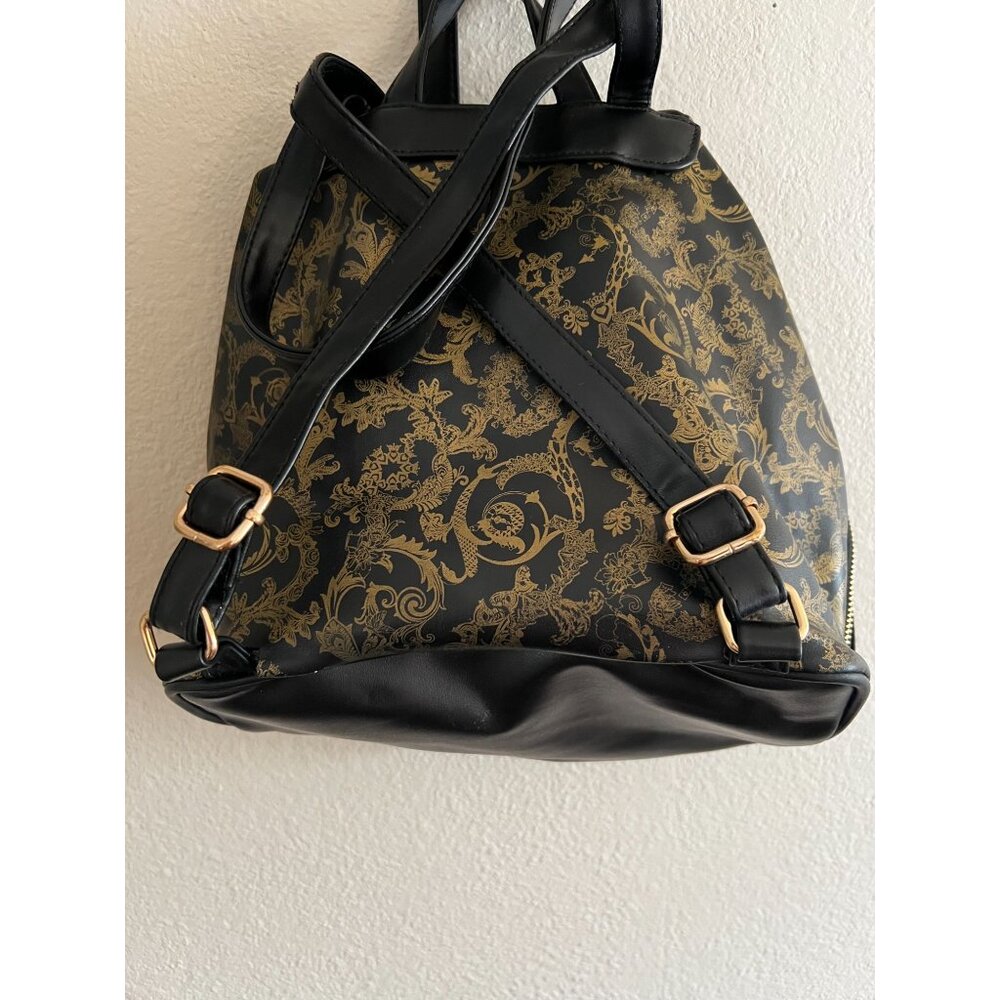 Versace Parfums Backpack Black Gold Adjustable Straps & Zip Pockets Vegan Faux L - Picture 12 of 15